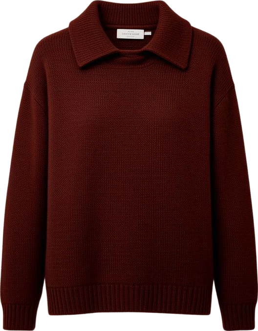 top: Mira & Stone Lapel Collar Knit Sweater