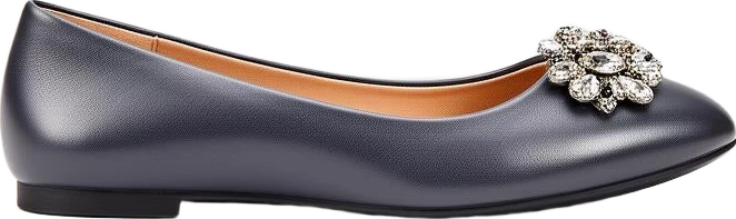 shoes: Lumen Studio Leather Ballet Flats With Embellishment
