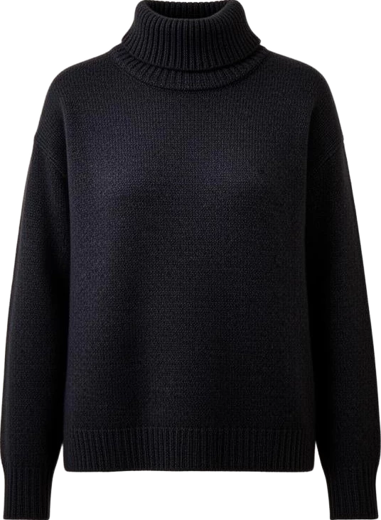 top: Mira & Stone Wool High Neck Sweater