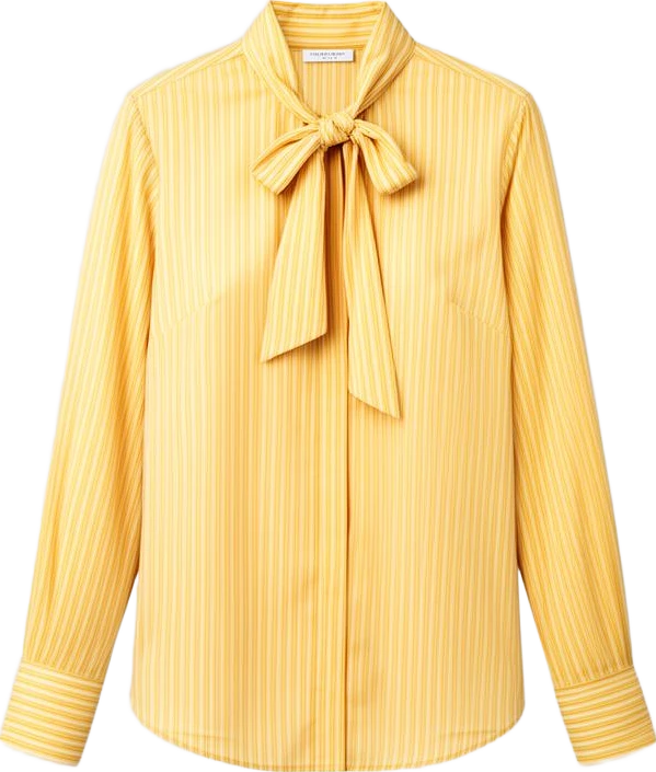 top: Avenir Striped Tie-Neck Shirt