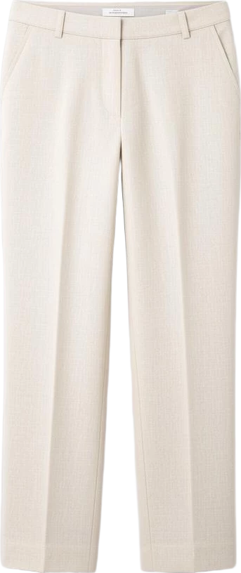 bottom: Lumen Studio Linen Blend Straight Leg Trousers