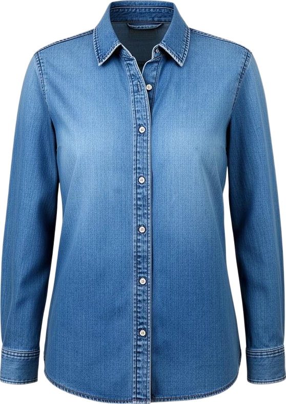 top: Mira & Stone Classic Denim Button-Up Shirt