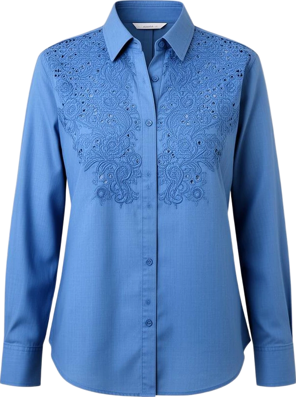top: Avenir Embroidered Cutwork Shirt