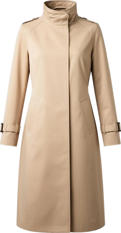 outerwear: Lumen Studio High Neck Long Trench Coat