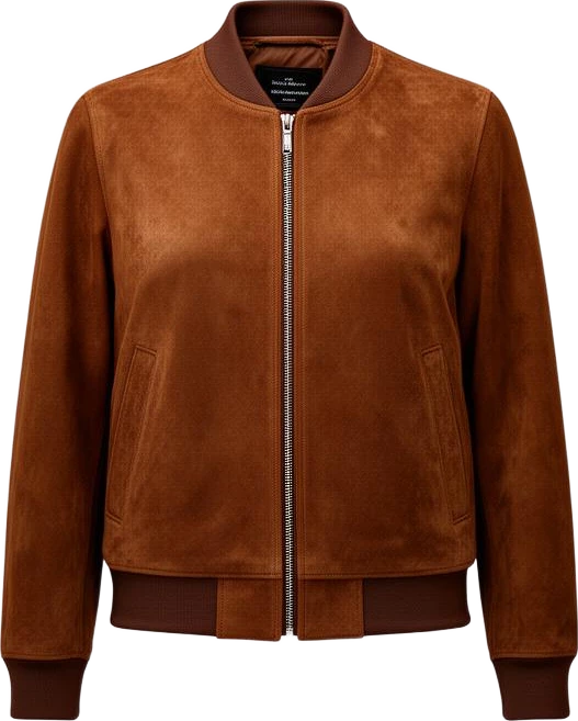outerwear: Atlas & Co Suede Leather Bomber Jacket