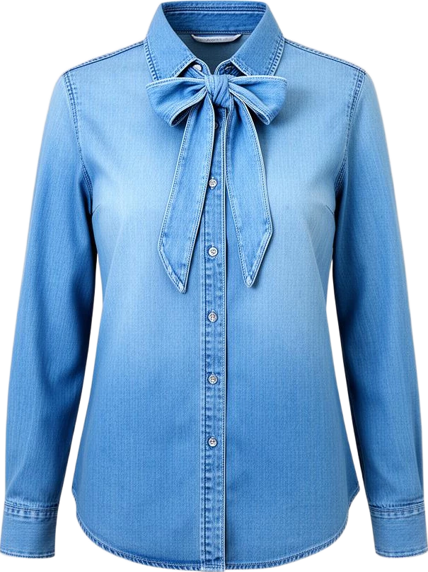 top: Lumen Studio Denim Shirt With Bow Detail