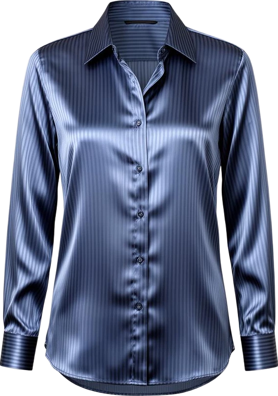 top: Avenir Striped Satin Long-Sleeve Shirt