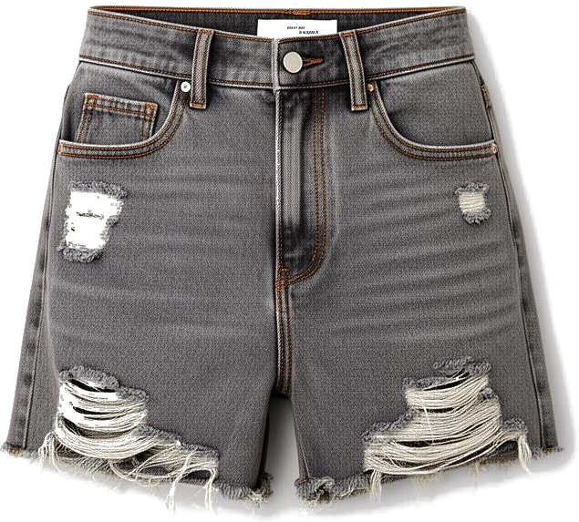 bottom: Mira & Stone High-Rise Distressed Denim Shorts