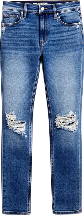 bottom: Mira & Stone Ripped Straight-Leg Mid-Rise Jeans