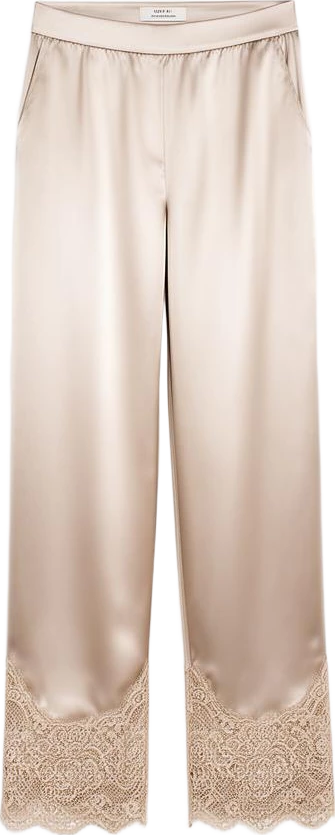bottom: Atlas & Co Satin Lace-Trim Trousers