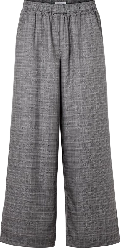 bottom: Northwind Check Pattern Nylon Wide-Leg Trousers