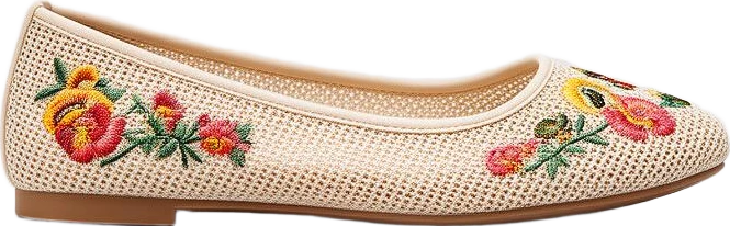 shoes: Avenir Embroidered Mesh Flat Shoes