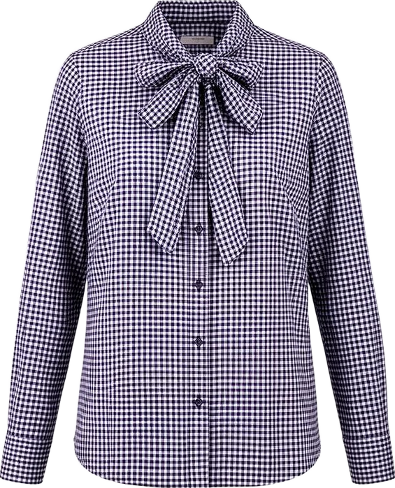 top: Lumen Studio Gingham Bow-Front Shirt