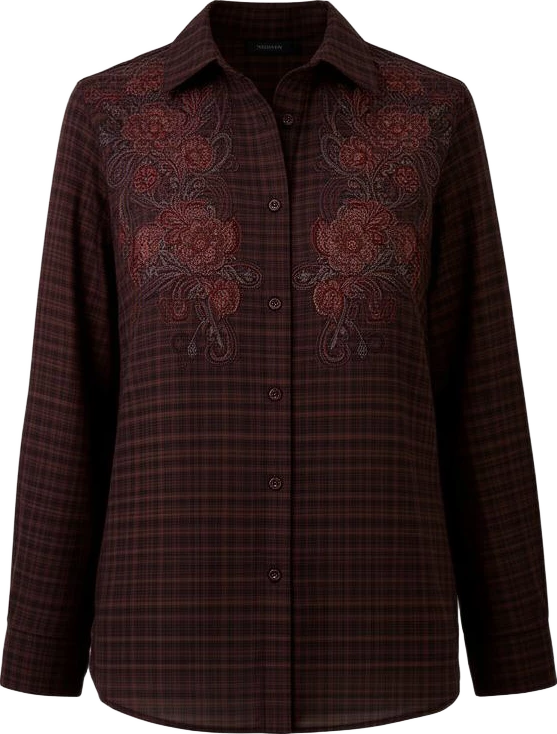 top: Avenir Embroidered Check Pattern Shirt