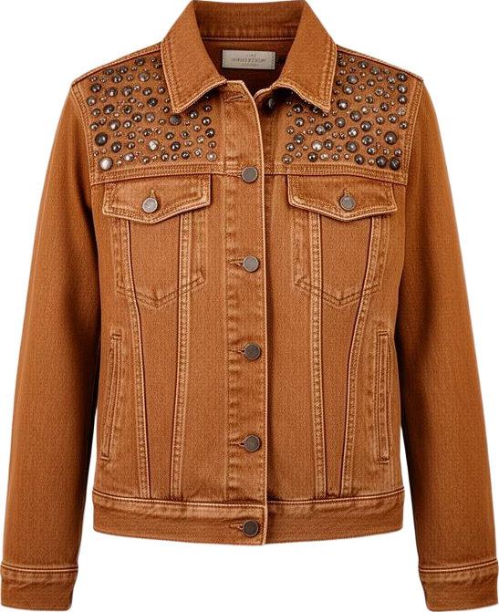 outerwear: Atlas & Co Studded Washed Denim Jacket