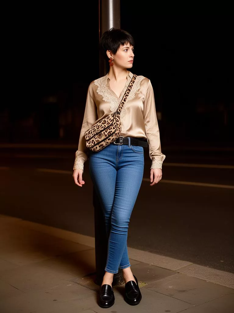 Same-style look: Satin Lace Trim Shirt