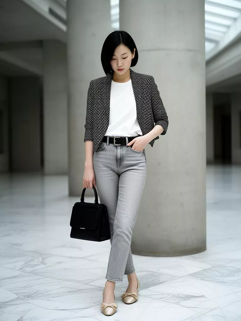 Same-style look: Cropped Dot Pattern Blazer