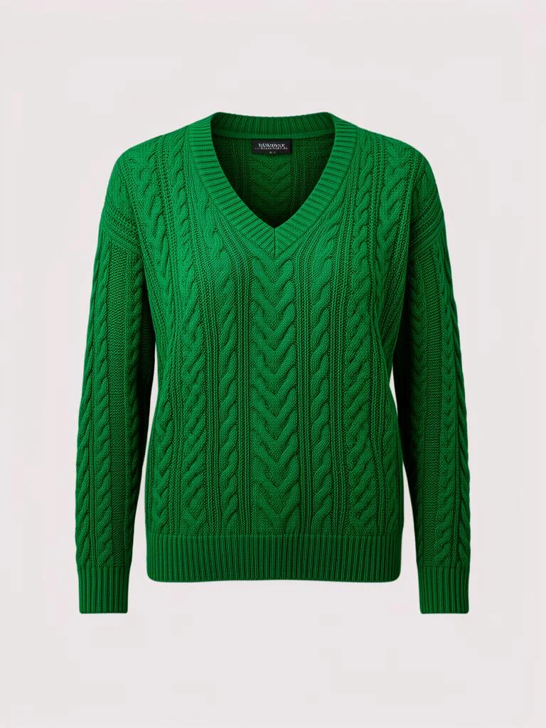 Lumen Studio V-Neck Cable Knit Sweater