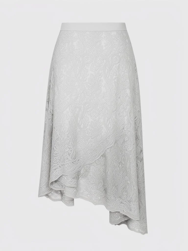 Avenir Embroidered Asymmetrical Midi Skirt