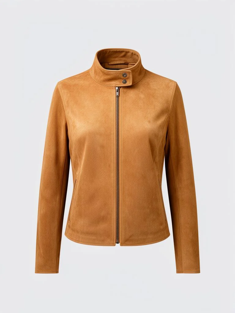 Atlas & Co High-Neck Suede Leather Jacket