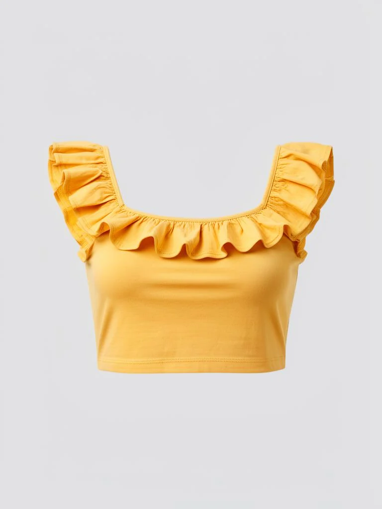 Lumen Studio Ruffled Front Crop Top