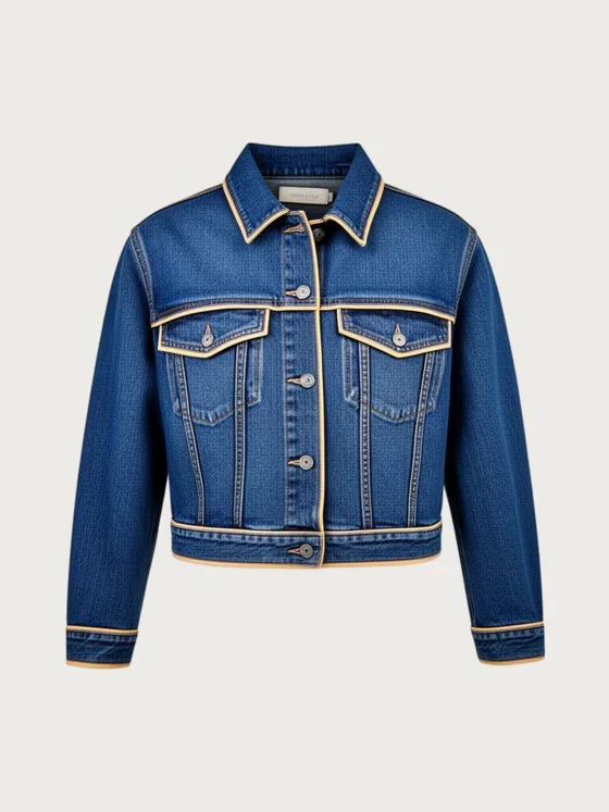 Atlas & Co Cropped Denim Jacket With Contrast Trim