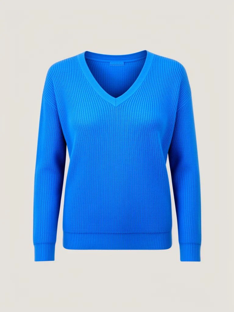 V-Neck Ribbed Knit Sweater