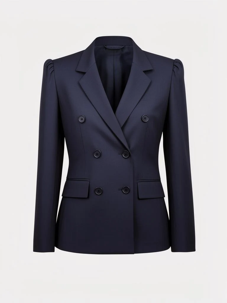 Northwind Structured Double-Breasted Blazer With Padded Shoulders