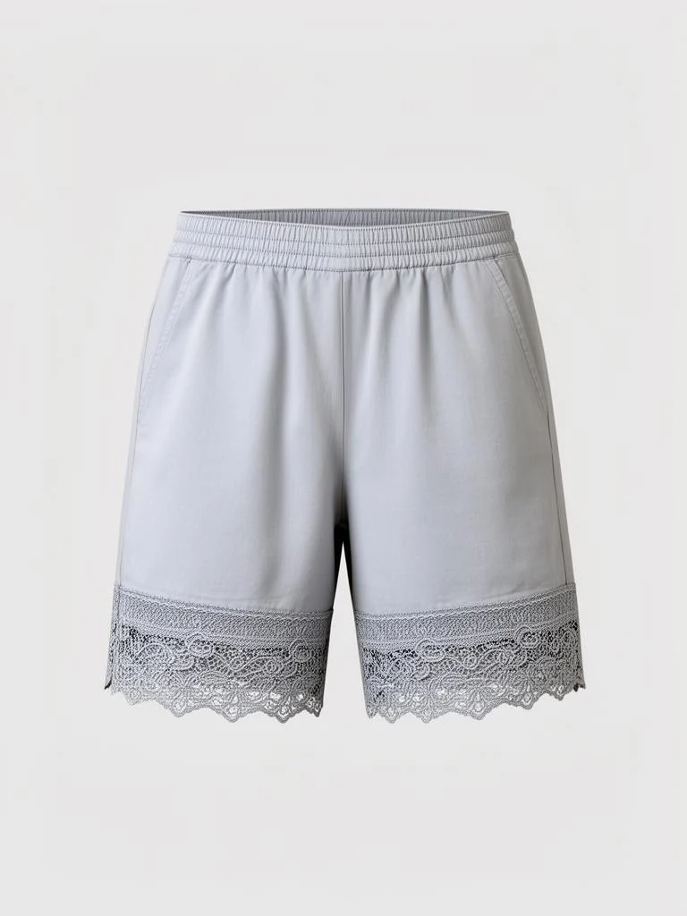 Lumen Studio Lace-Trimmed Bermuda Shorts