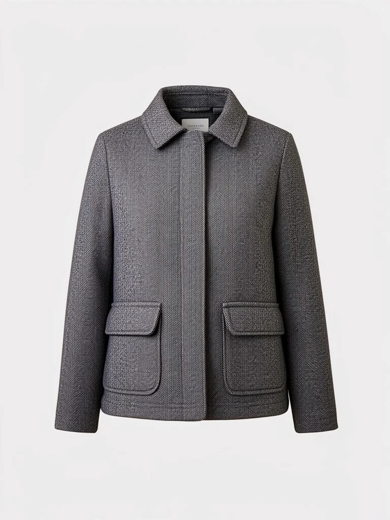 Atlas & Co Herringbone Textured Jacket With Front Pockets