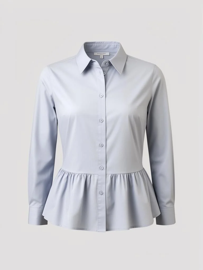 Peplum Hem Poplin Shirt