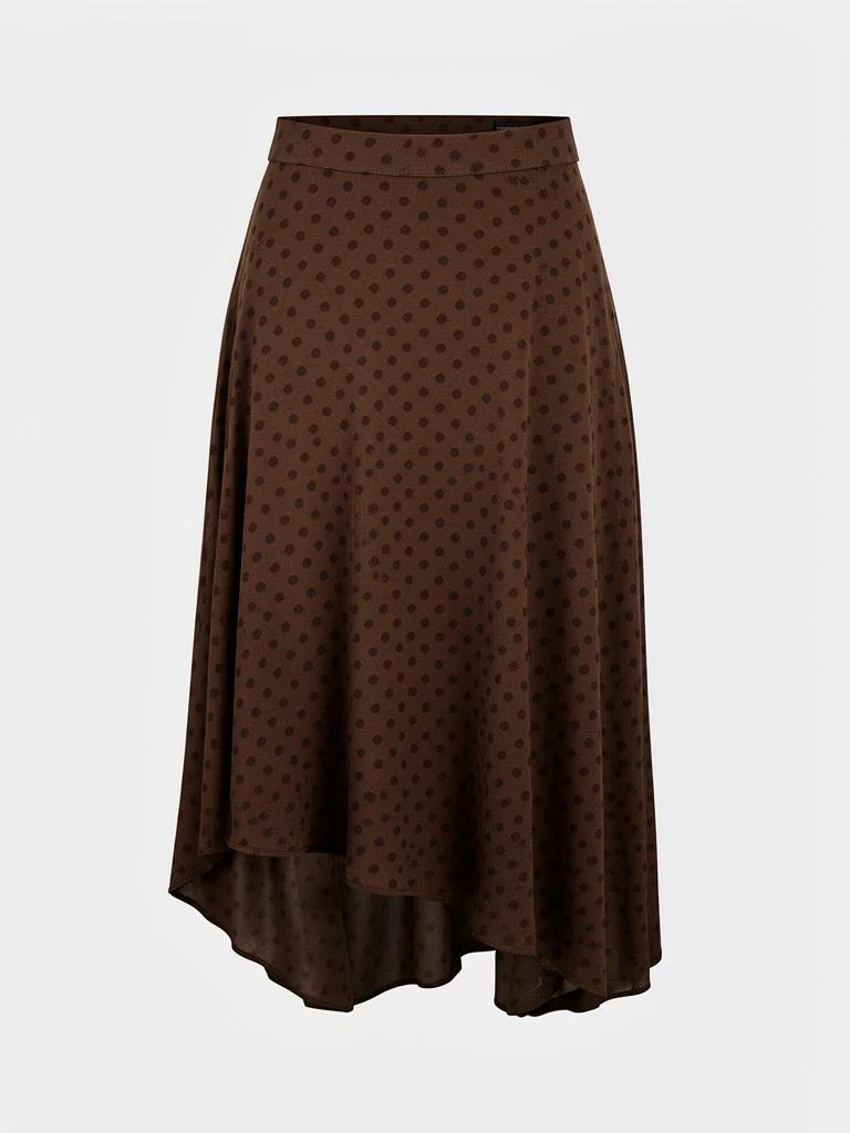 Mira & Stone Asymmetrical Polka Dot Midi Skirt