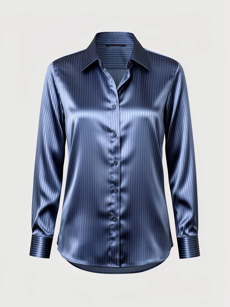 Avenir Striped Satin Long-Sleeve Shirt