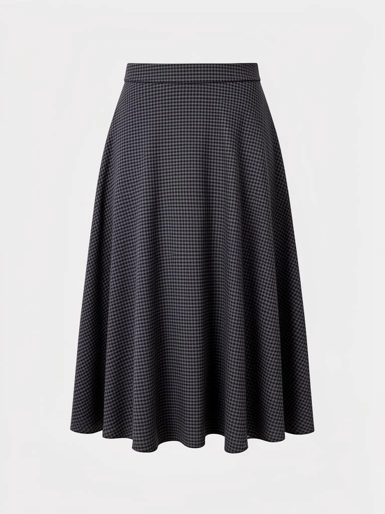 Lumen Studio Gingham Drape Midi Skirt
