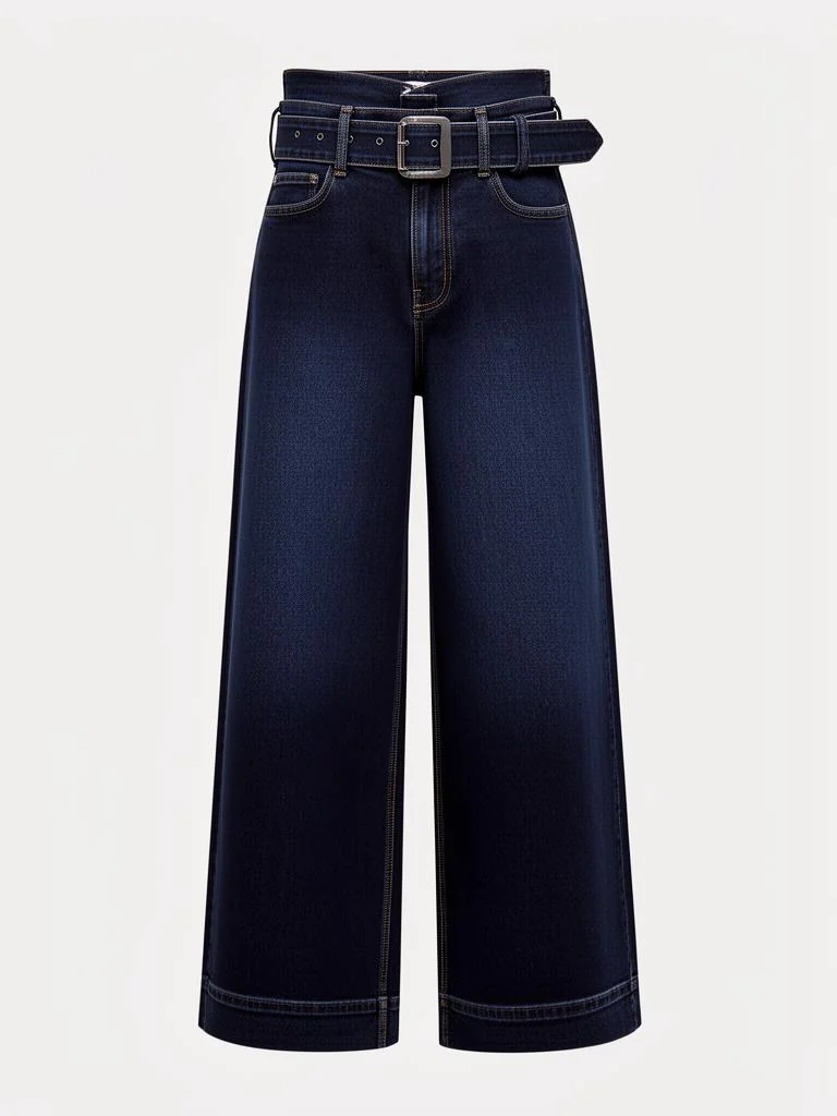 Lumen Studio High-Rise Wide-Leg Belted Jeans