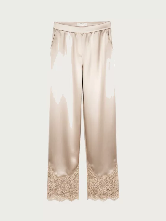 Atlas & Co Satin Lace-Trim Trousers