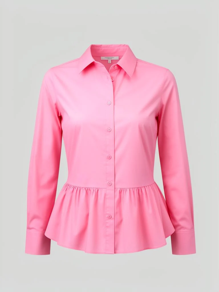 Peplum Hem Poplin Shirt