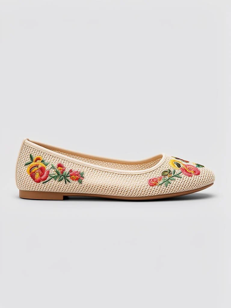 Avenir Embroidered Mesh Flat Shoes