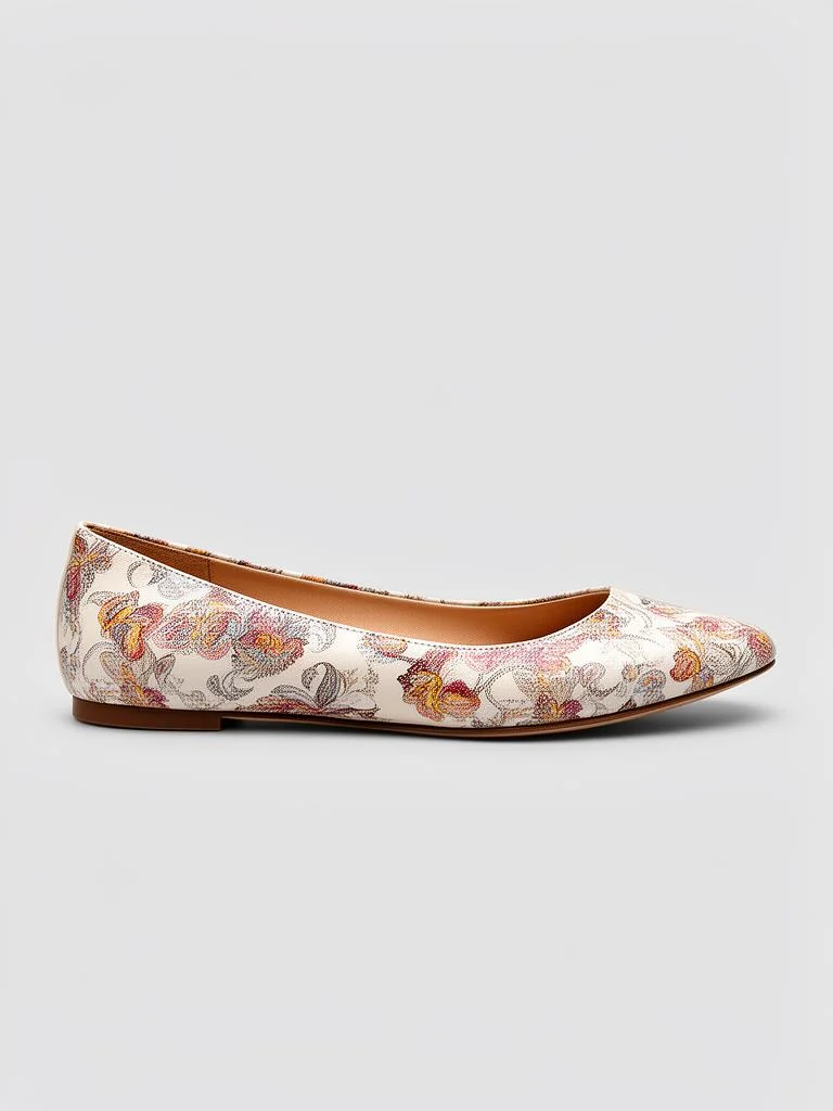 Printed Leather Ballet Flats