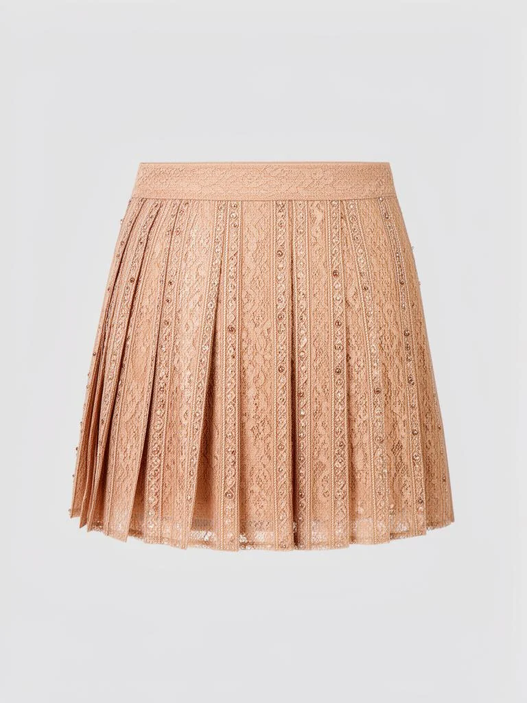 Northwind Lace Beaded Pleated Mini Skirt