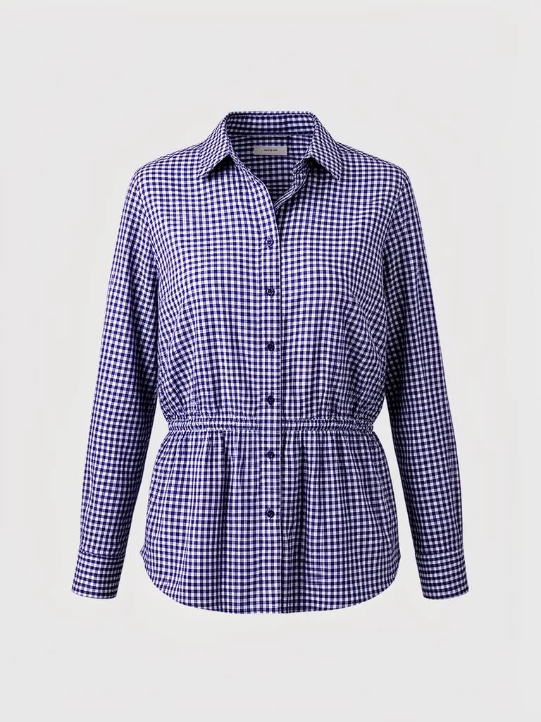 Mira & Stone Gingham Button-Down Shirt With Elastic Waist