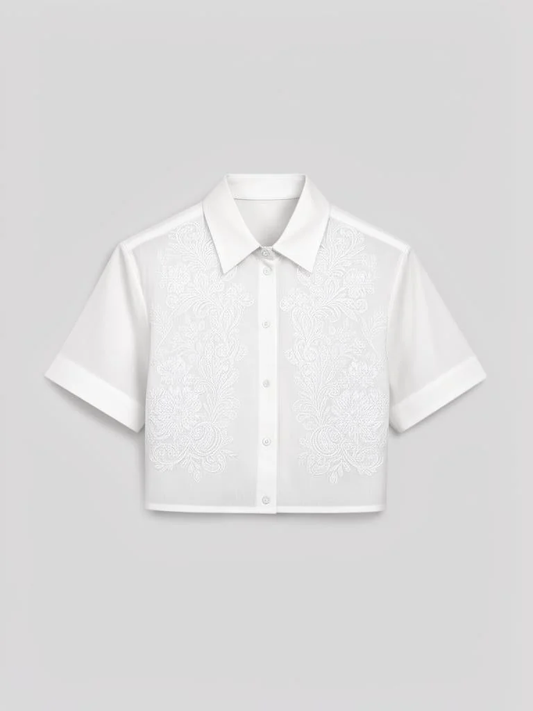 Mira & Stone Embroidered Cropped Shirt